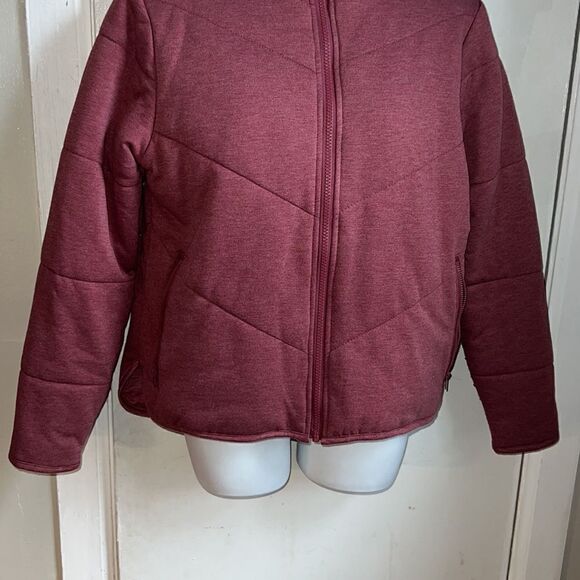 THREE DOTS Heather Tibetan Red Quilted Step Hem Knit Jacket-S - Picture 4 of 10